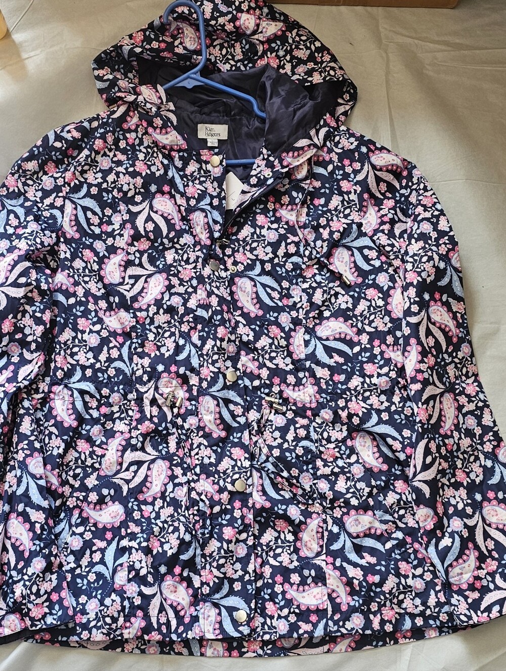 Kim Rogers Hooded Paisley Floral Lightweight Rain Jacket
